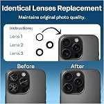 MMOBIEL Back Rear Camera Glass Lens Replacement Compatible with iPhone 16 Pro/16 Pro Max - Rear Camera Glass - Double Sided Adhesive, Tweezer and Cloth