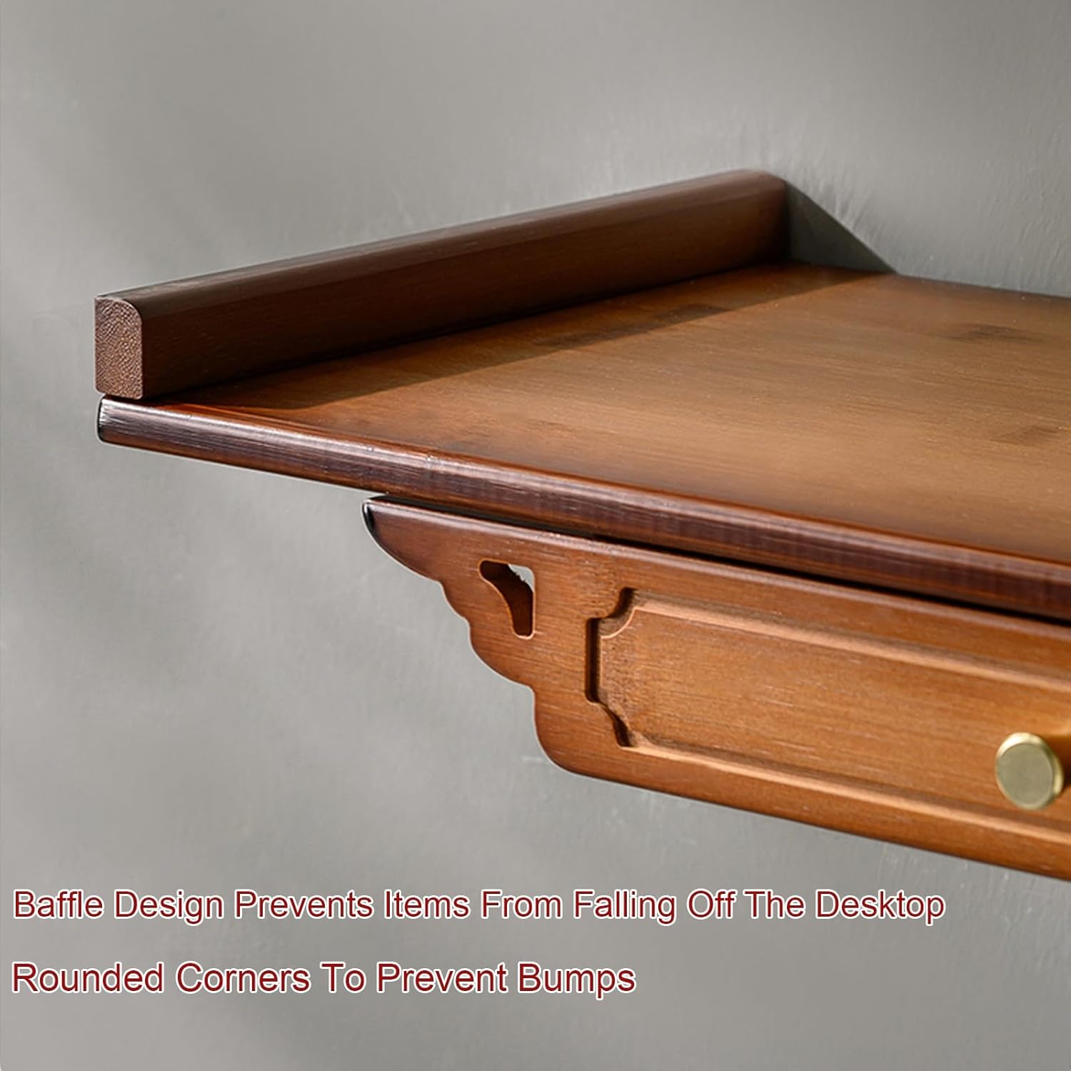 Wall-Mounted Buddha Altar Table with Drawer, Small Meditation Table, Bamboo Prayer Buddhist Niche Tables for Rituals, Small Spaces(Natural,50cm/19.7'')