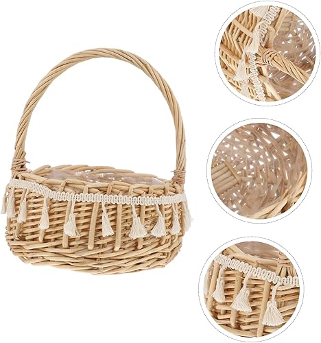 Miniatura 9 de CIYODO 1pc Willow Flowers Seagrass Storage Baskets Woven Storage Baskets Candy Containers for Gifts Wedding Flower Baskets Seagrass Basket Woven