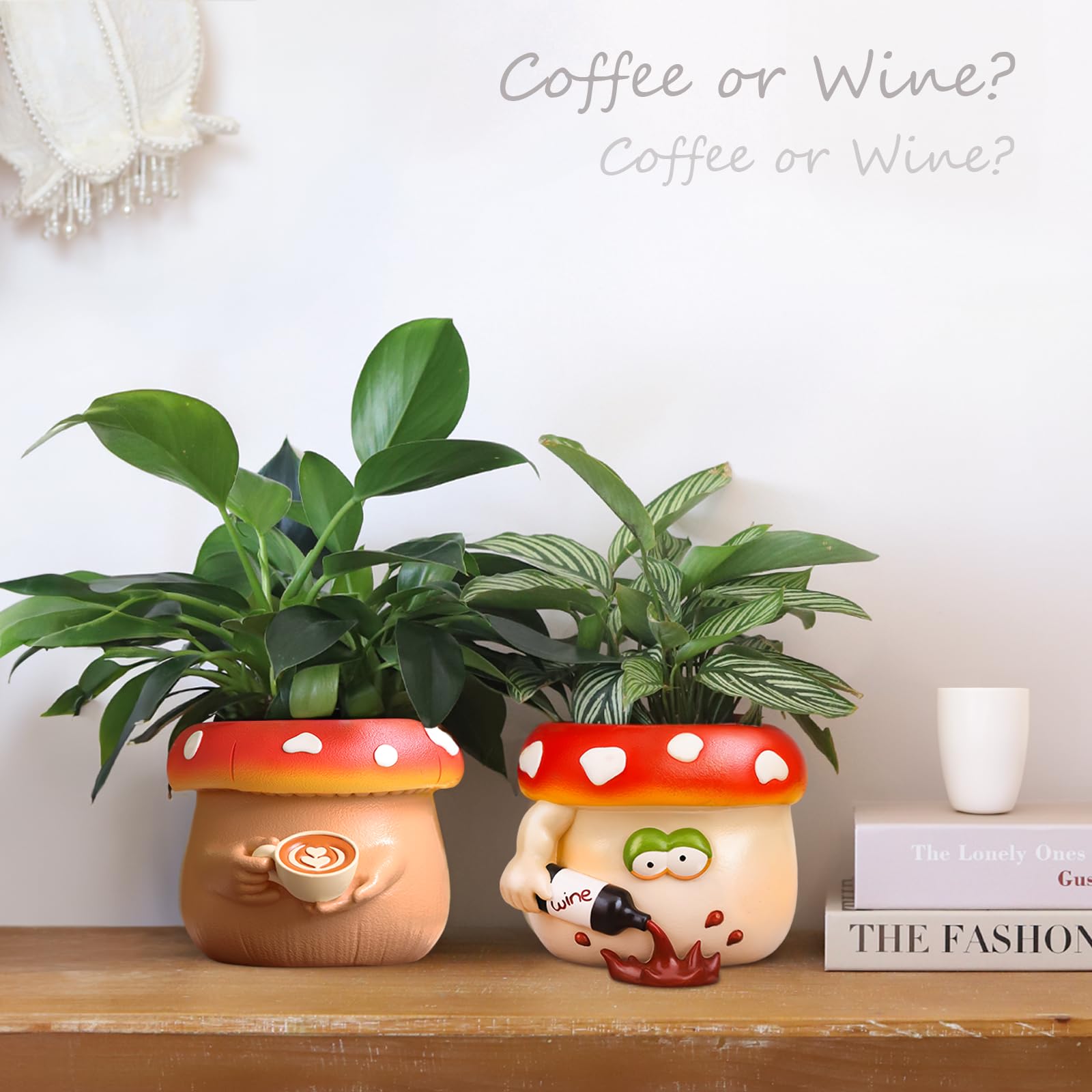 GUGUGO Kaffee-Übertopf In Pilzform – Mit Drainageloch & Gummistopfen – Für Sukkulenten & Kleine Pflanzen – 16,1x12,9 Cm