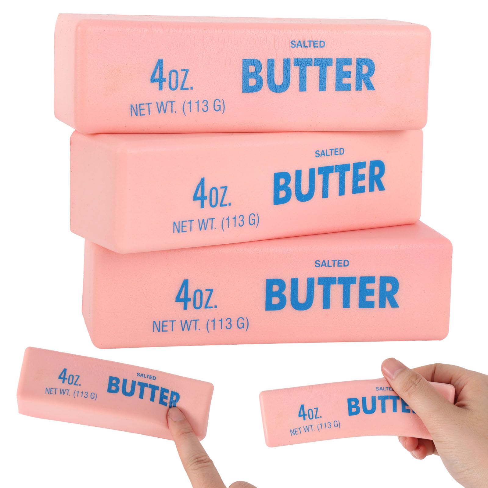 3pcs Butter Squeeze Squishy Toy, Food Fidget Toy (Pink) — image 1