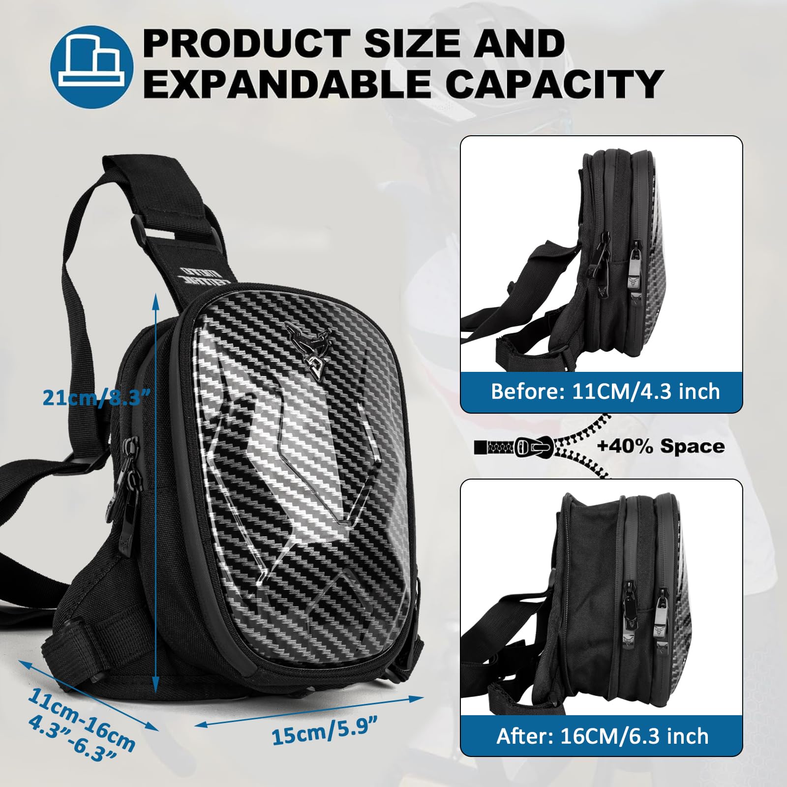 Riñonera para motocicleta con correas ajustables y extraíbles, almacenamiento expandible, reflectante, impermeable, para hombres y mujeres, ideal para ciclismo, equitación al aire libre