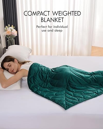 Miniatura 3 de Kaisa Manta con peso de 7 libras, 41 x 53 pulgadas, acogedora manta pequeña de terciopelo de cristal de lujo para adultos, manta portátil con peso