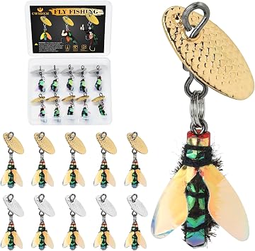 Fly Fishing Flies, 10 PCS Wet Flies Fly Fishing Lures Fishing Spinner Metal Fishing Lure for Trout Bass Panfish
