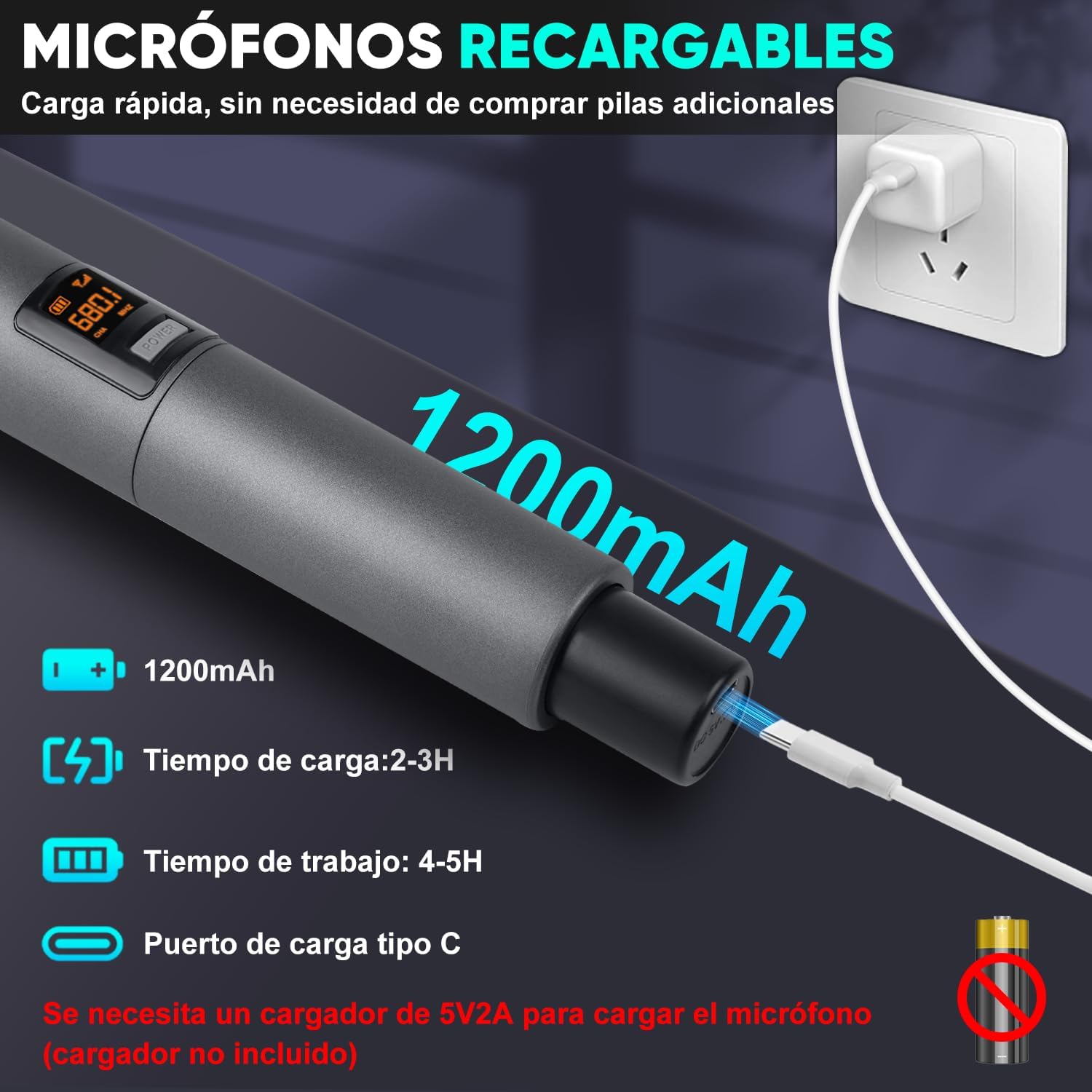 Microphone charging via USB Type-C