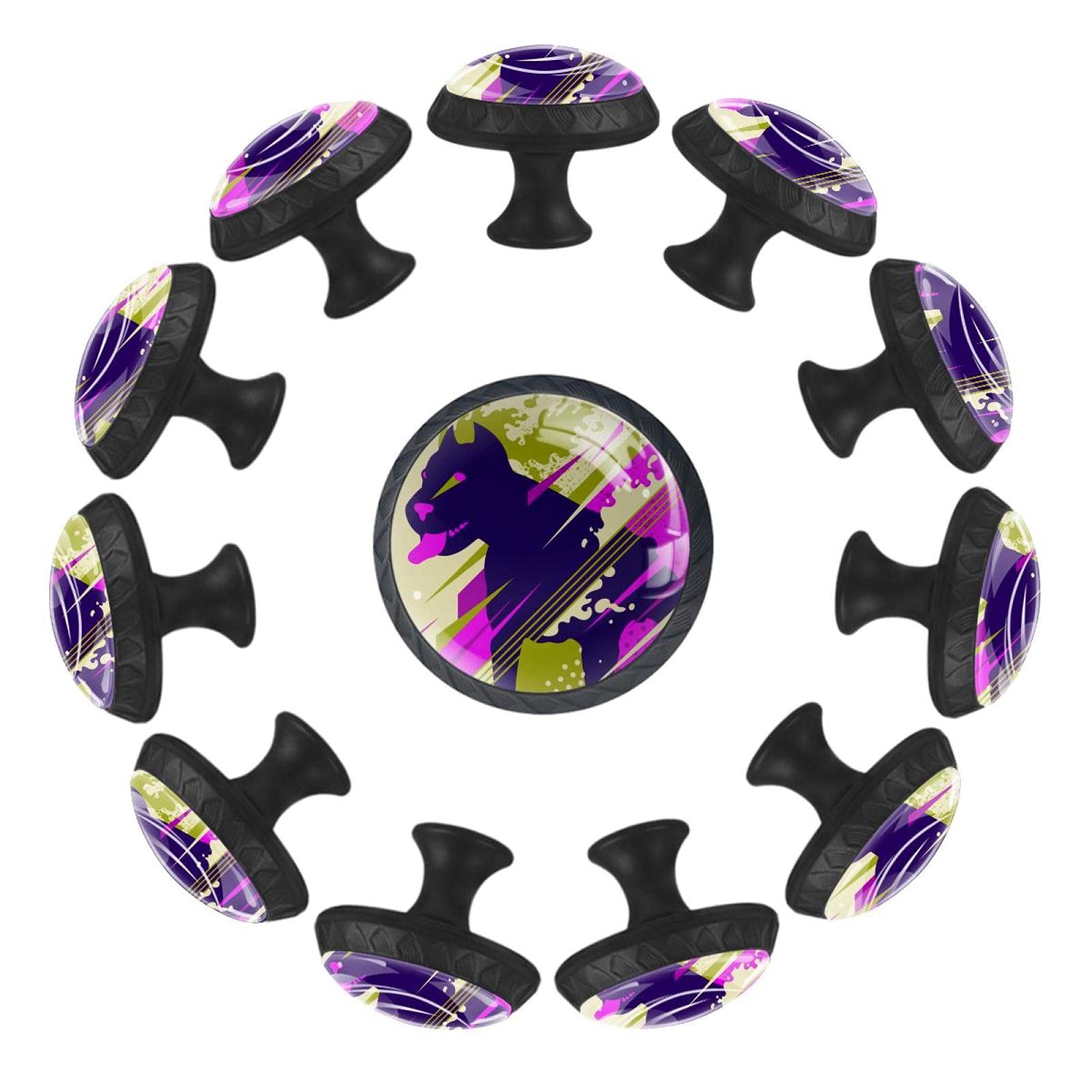 Boutons de tiroir ronds motif chien abstrait 35 mm au design artistique unique