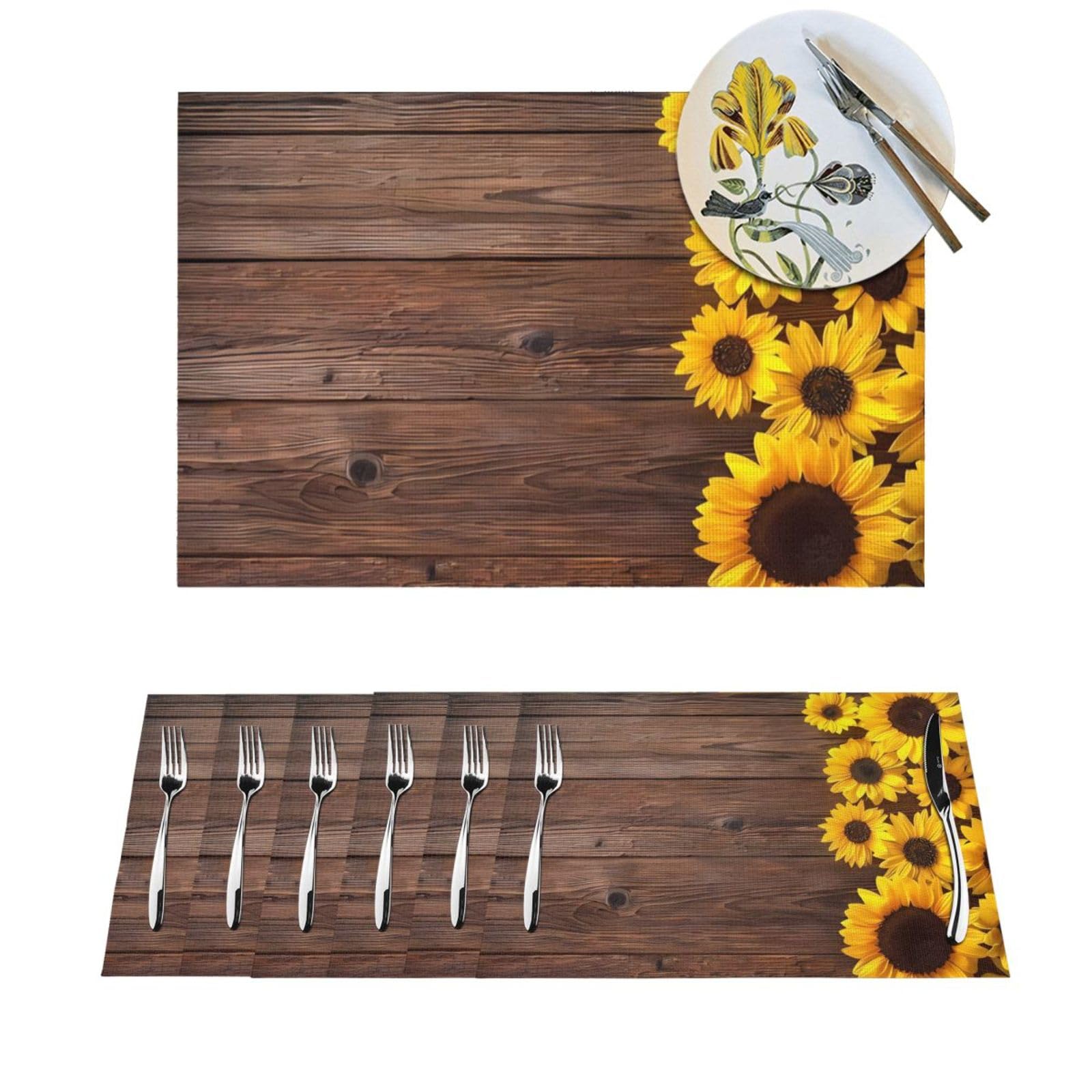 Sets de table en PVC lot de 4 de 30,5 x 45,7 cm lavables pour repas conviviaux