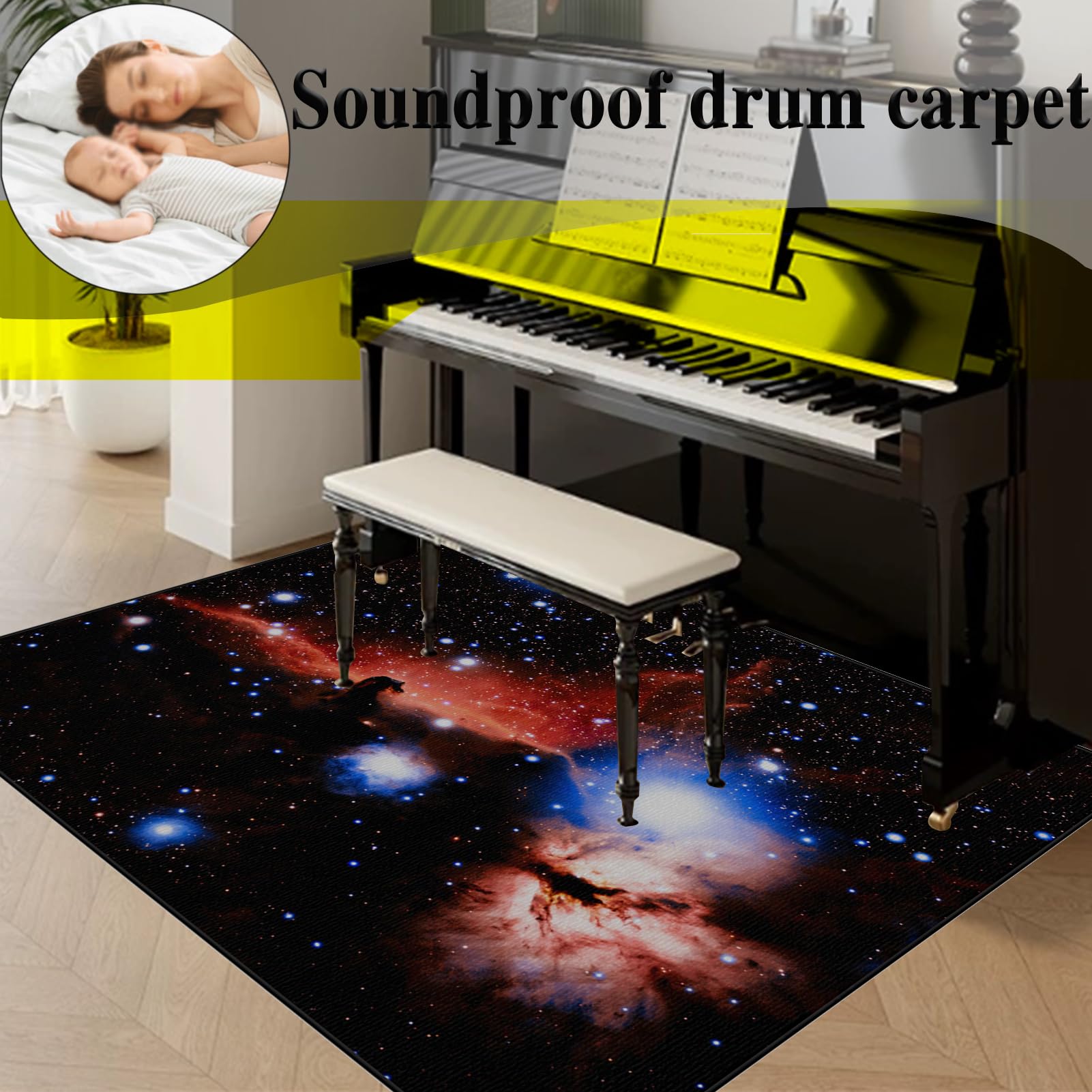 Dywaniki akustyczne, mata z baterią elektroniczną, 160 x 100 cm dźwiękoszczelna mata, mata bębnowa do pudełka na baterie akustyczne bębny i instrumenty muzyczne dźwiękoszczelny koc bębnowy