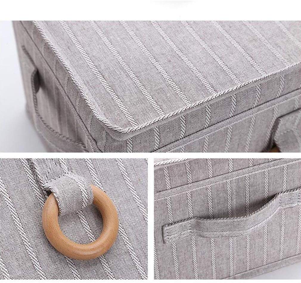 MU - Caja de almacenamiento grande con tapa, plegable, de tela, para armario, cajón, ropa, gris, 32 * 22 * 18CM