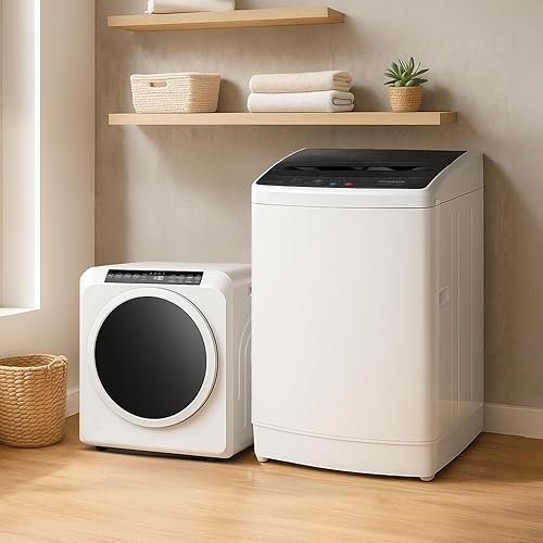 Vista 2 de ROVSUN Juego de secadora de ropa de 3.5 pies cúbicos y lavadora completamente automática de 30 libras, juego combinado de lavadora y secadora