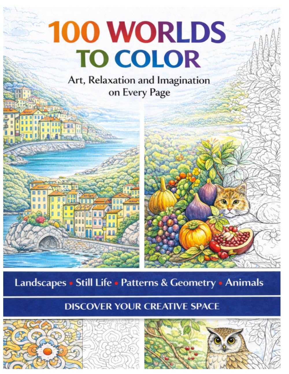 100 WORLDS TO COLOR: Art, Relaxation and Imagination on Every Page (COLORING Colora & Rilassati / Color & Relax)