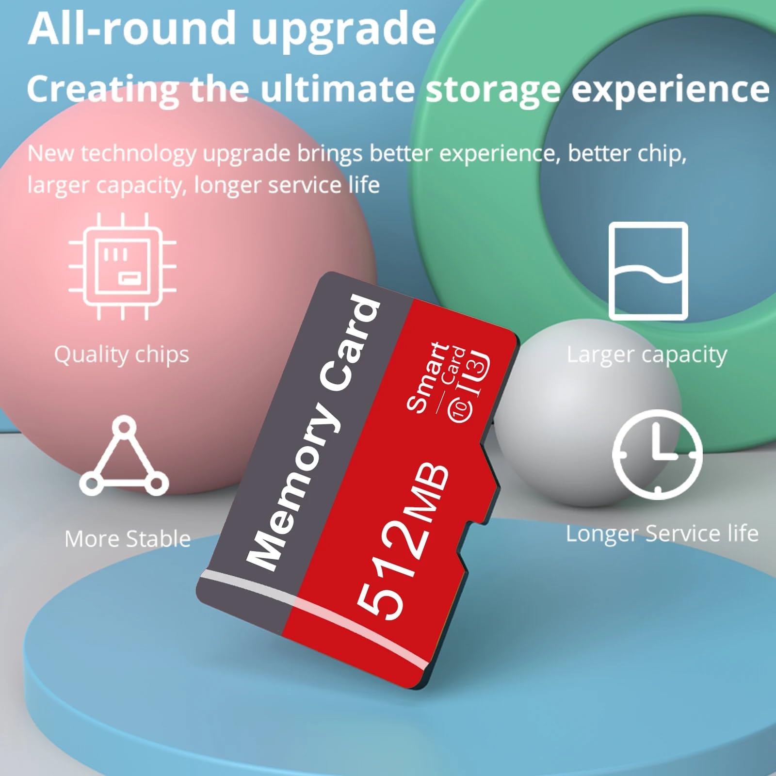 Scheda Micro SD 512MB, Scheda di Memoria, Velocità fino a 15-20 MB/s, Micro SD TF Card per Telefono, Videocamera, Music Player, Tablet, PC, Notebook