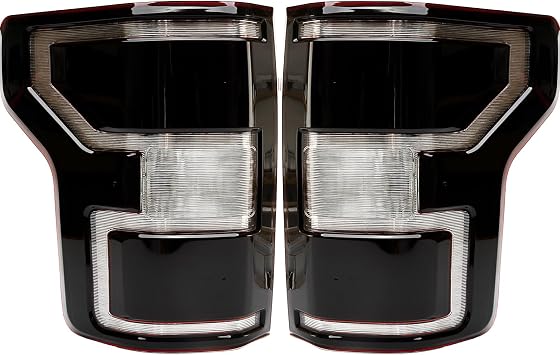 Brake Tail Light Rear Lamp Compatible With Ford F150 F-150 2018 2019 2020 Driver and Passenger Side Smoke Black Halogen Type OE-Style with Bulbs and Harness NON LED, NON Blind Spot Replace#JL3Z13405H