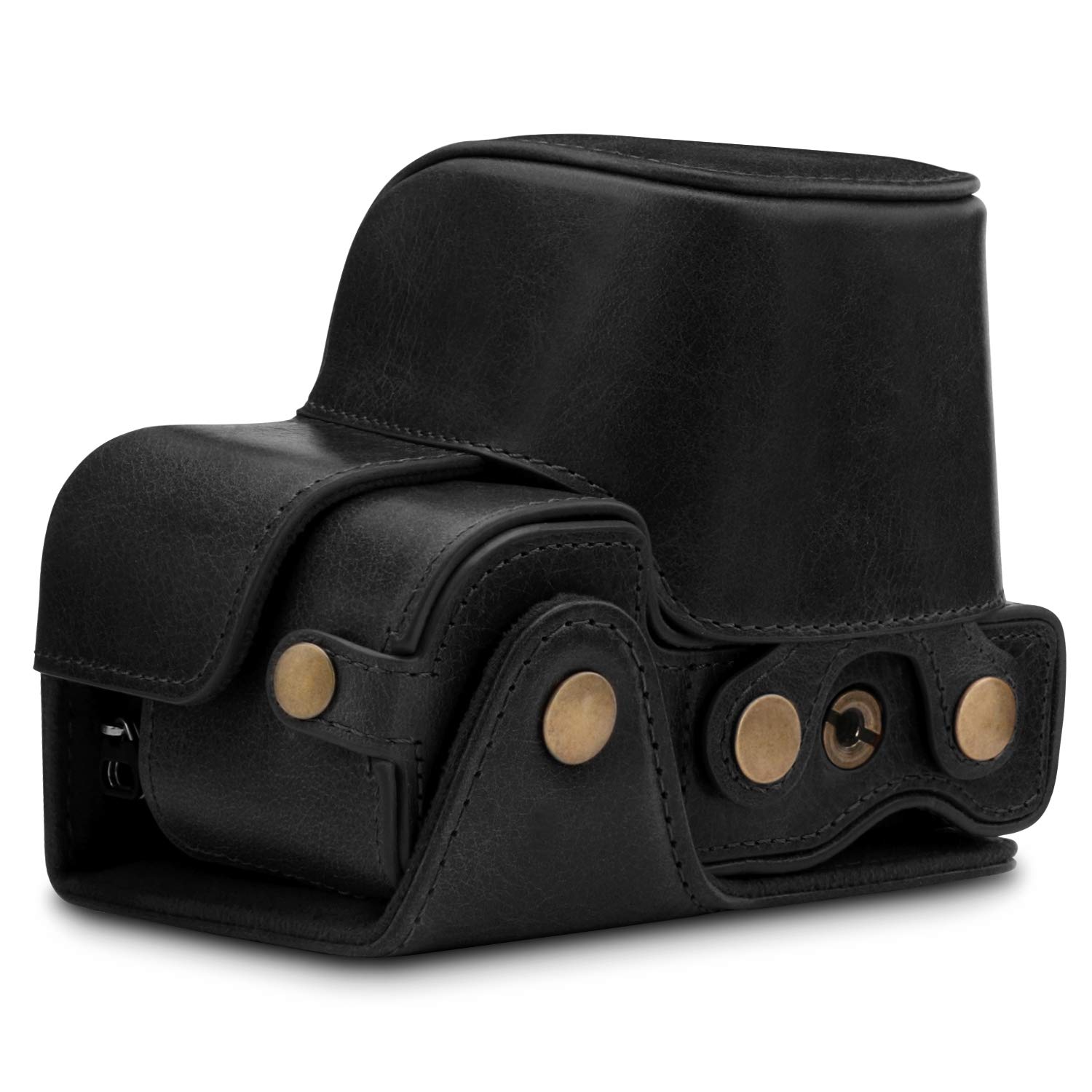 MegaGear Ever Ready - Custodia per fotocamera in vera pelle, compatibile con Sony Alpha A6100, A6400 (16-50 mm)