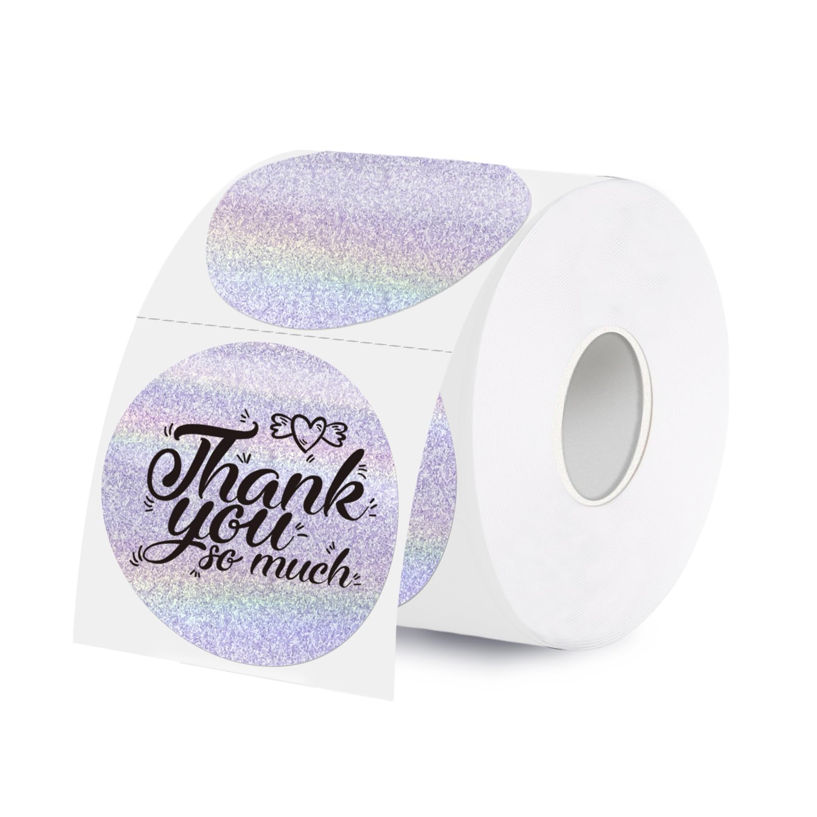 WANGHENG 2 Inch Holographic Thermal Labels,Purple Round Thermal Printer Labels,Printable Round Thermal Printer Labels Self-Adhesive Direct Thermal