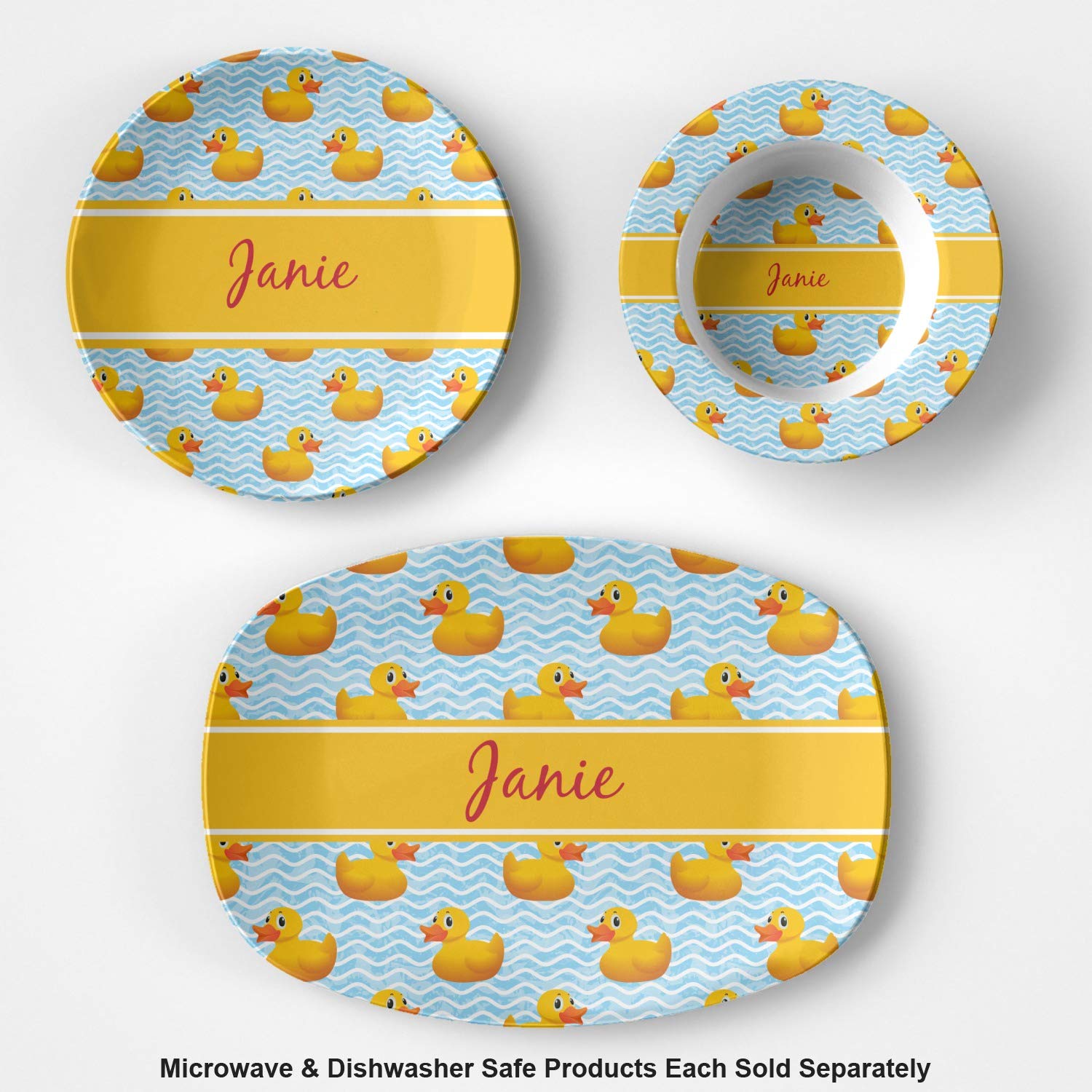 Personalized Rubber Duckie Plastic Bowl - Microwave Safe - Composite Polymer