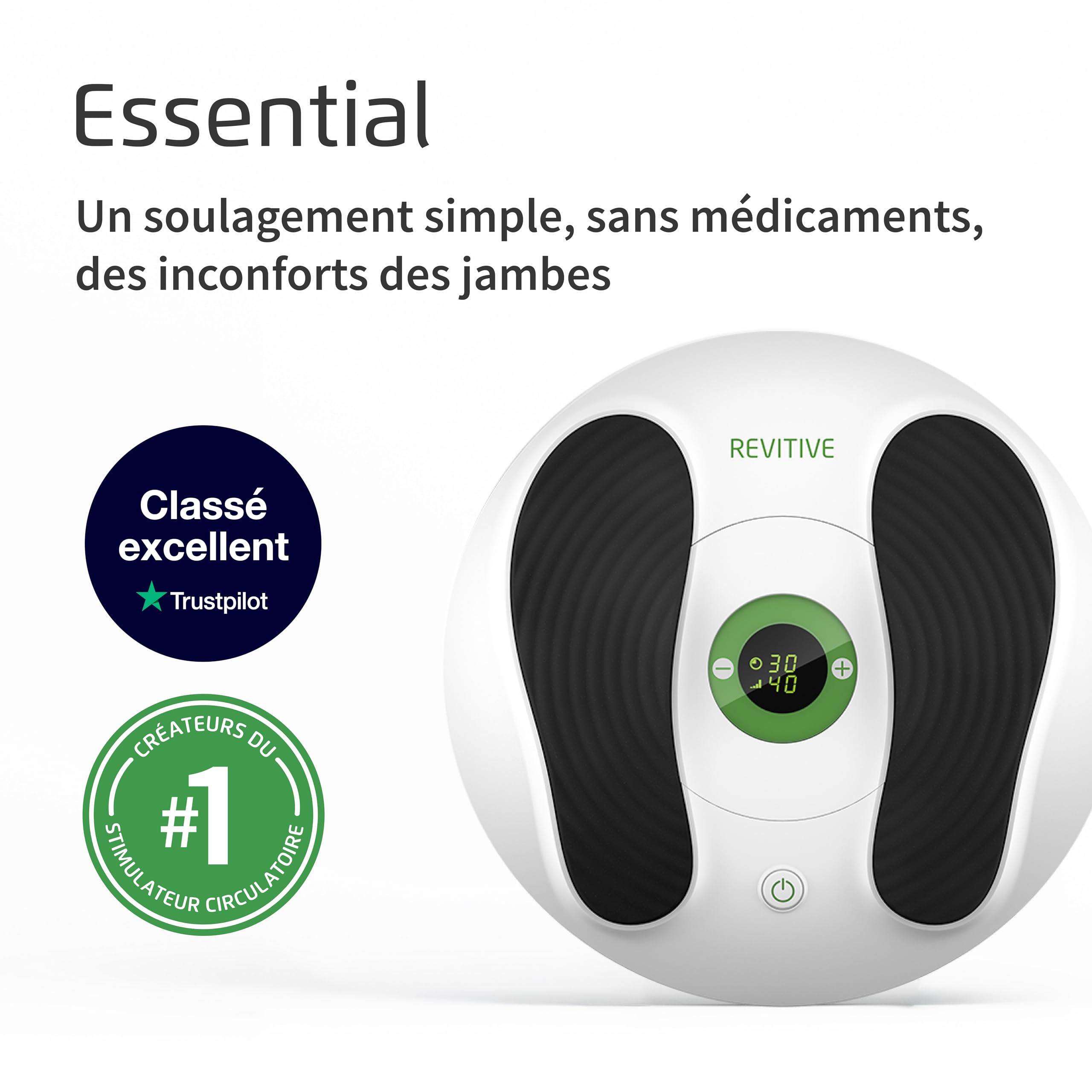 Revitive Essential stimulateur circulatoire - Soulagement sans médicaments des douleurs des jambes et des pieds