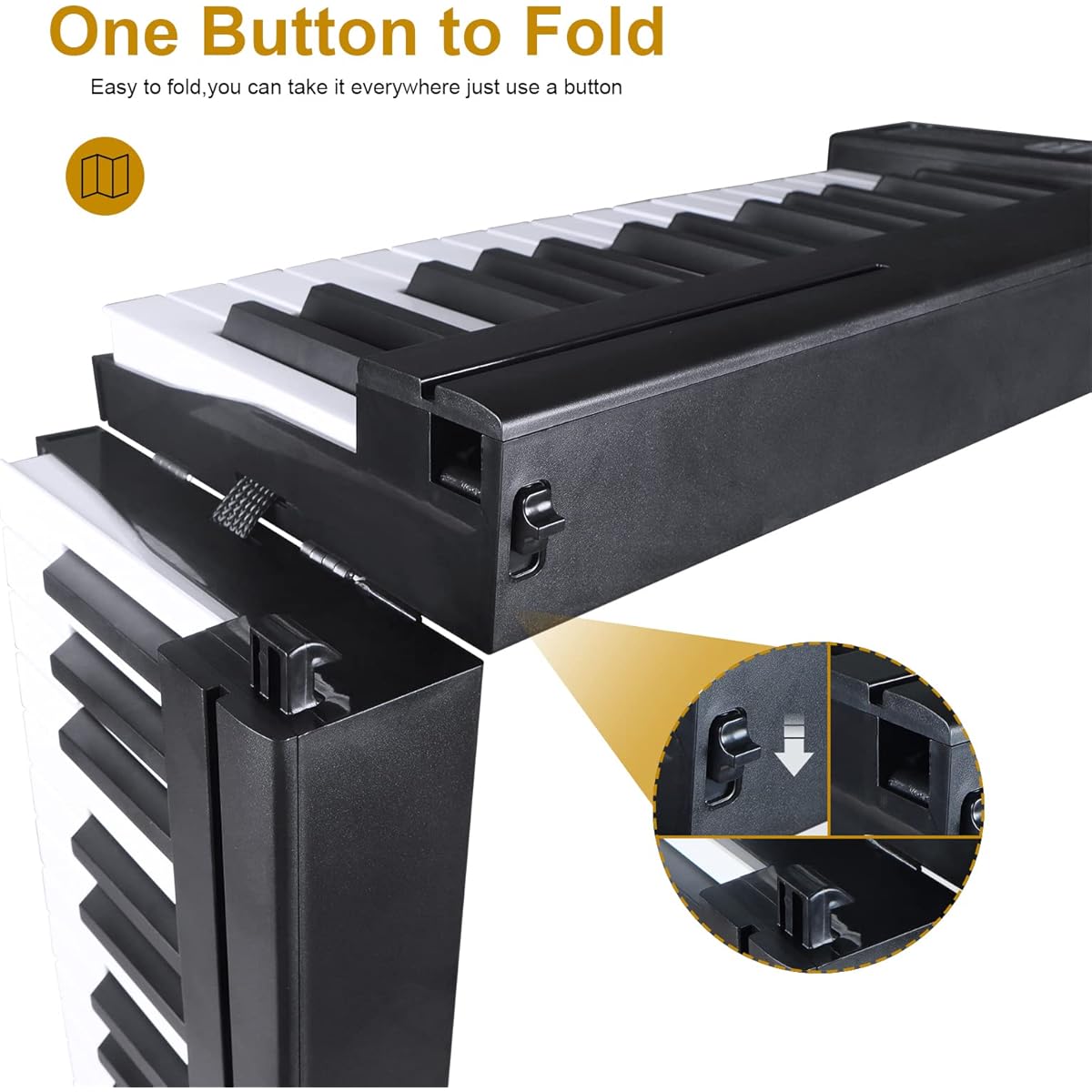 27/mo Finance FVEREY 61 Key Folding Piano Keyboard, Semi Weighted