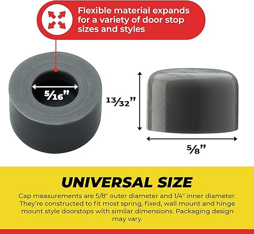 Miniatura 10 de Puntas de repuesto de goma prémium para tope de puerta, parachoques de puerta, tapas de bisagra de resorte para protección de pared y piso, tamaño