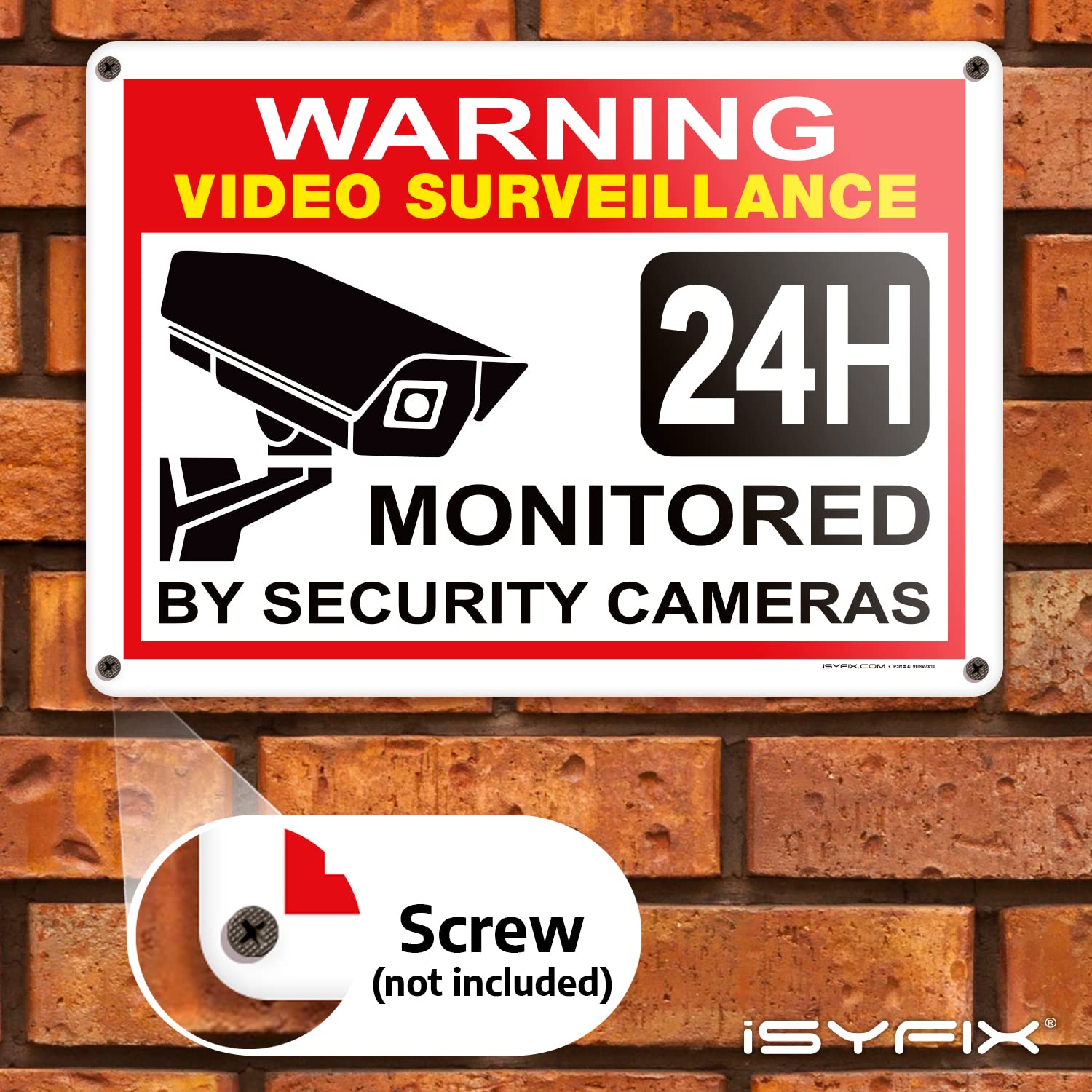iSYFIX Znak do monitoringu wideo - 2 sztuki 35 x 25 cm - znaki bezpieczeństwa CCTV, tworzywo sztuczne styropianowe o grubości 40 mm, laminowane promieniowanie UV, odporność na zarysowania i blaknięcie, wodoodporny, na zewnątrz i na zewnątrz