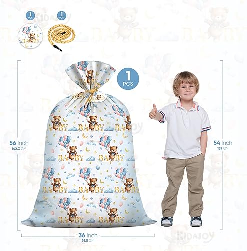 Miniatura 2 de KIDAJOY Bolsas de regalo extra grandes de oso de peluche, baby shower, Jumbo We Can Bearly Wait, bolsa de regalo de plástico para niñas y niños