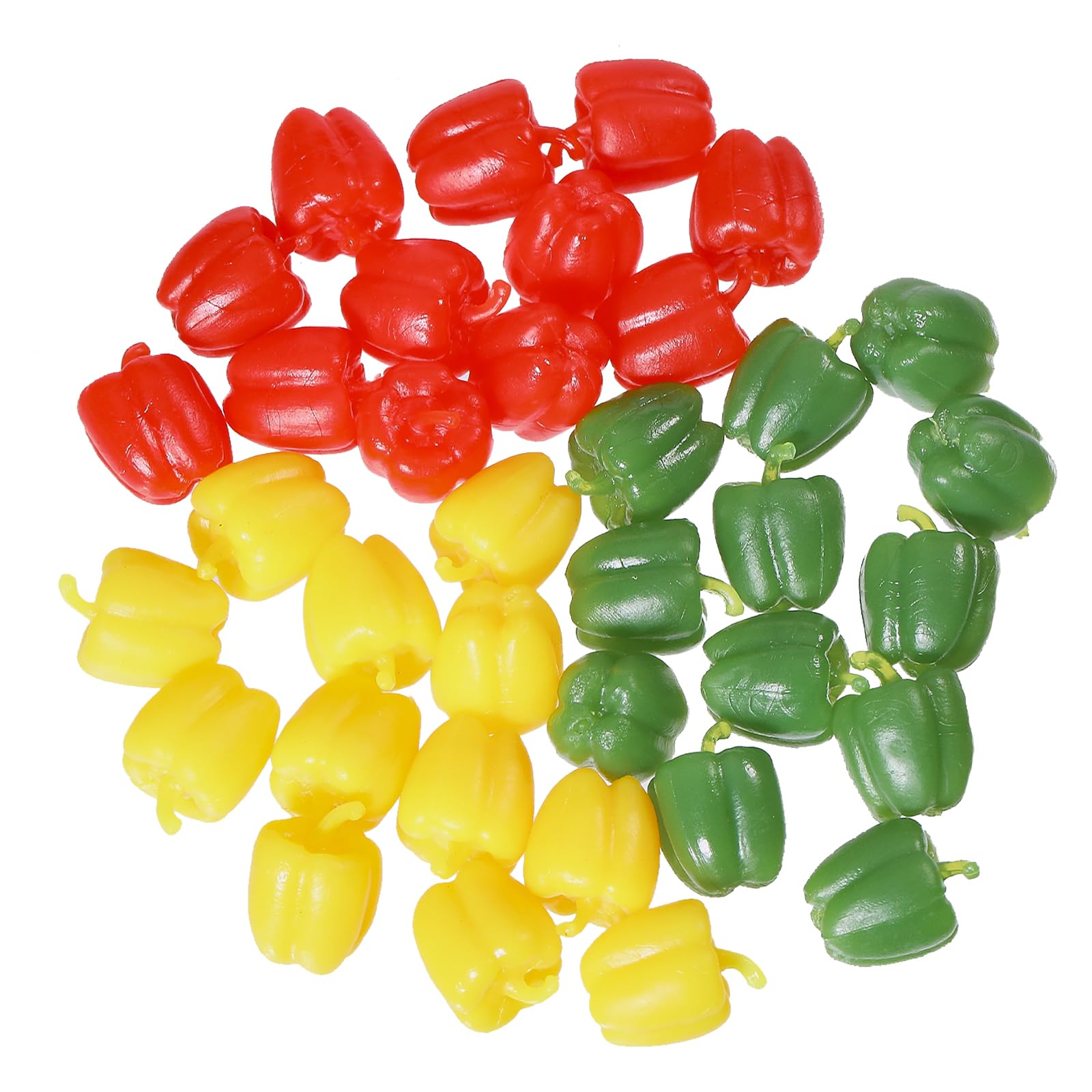 CHGCRAFT 36Pcs 3Colors Mini Artificial Bell Peppers Miniature Sweet Pepper Artificial Vegetables for Party Autumn Supplies Farmhouse Restaurant, Mixed Color