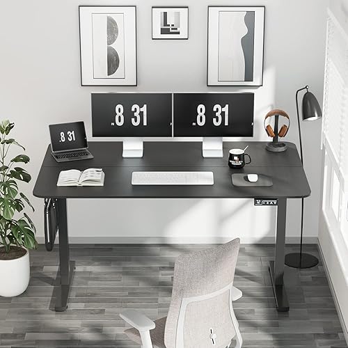 Miniatura 4 de YESHOMY Escritorio eléctrico de pie ajustable en altura de 55 pulgadas, mesa de computadora de oficina en casa, 55 pulgadas, patas blancasparte