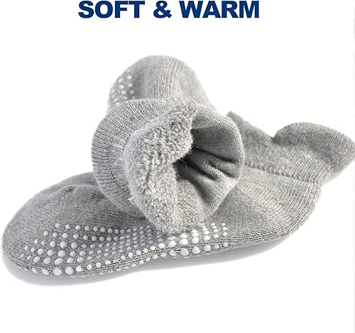 Miniatura 4 de EPEIUS Calcetines antideslizantes de algodón grueso con empuñaduras para niños y niñas, paquete de 612