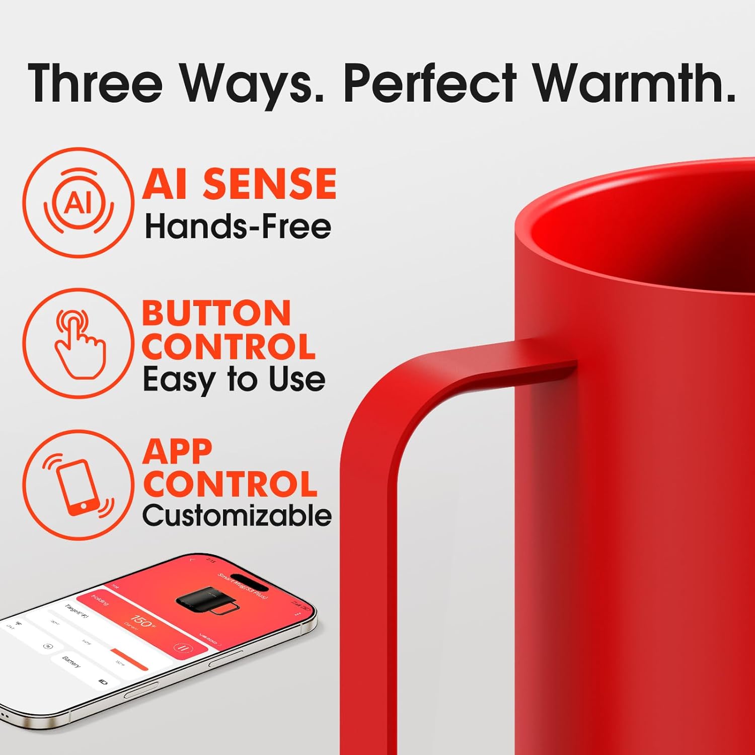 Vsitoo S3 Ultra 20oz Smart Self Heating Coffee Mug,Heated Coffee Mug with Auto-Sensing AI Heats Drinks to 120-150°F Hands-Free.Perfect for Home/Office,Ideal Gift fo Men/Women, Red