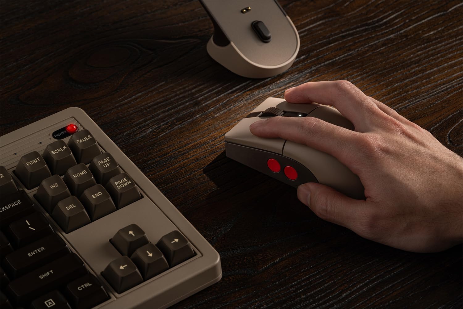 8BitDo Retro R8 Mouse with Charging Dock, PAW 3395 Optical Sensor DPI 26,000, Wireless Mouse with 4K Polling Rate, Programmable Buttons, and HUANO Micro Switches - C64 Edition