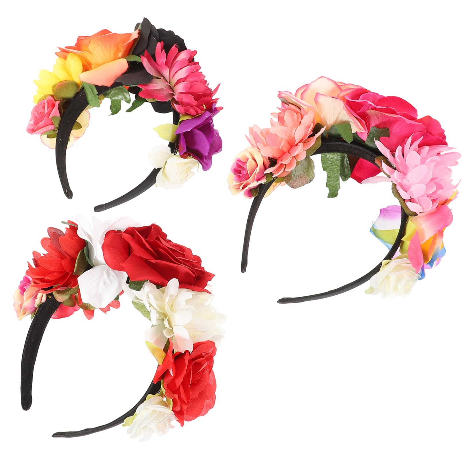 Pack Mexikanisches Blumenstirnband mit Rosenmotiv, Cloth
