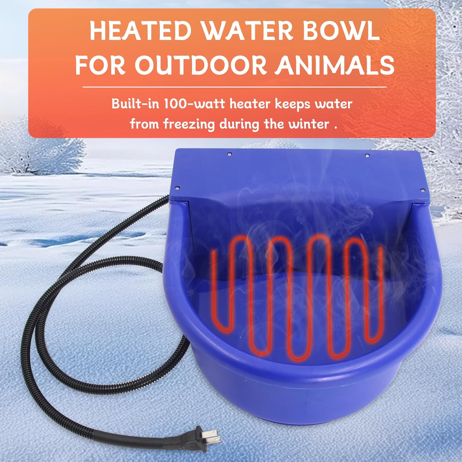 Automatic Heated Horse Waterer Bowl, 4L Large Capacity Farm Heated Water Bowl Constant Temperature Dispenser with Float Control for Pet Dog Goat Chicken and Other Animals,Outdoor Thermal-Bowl,Blue