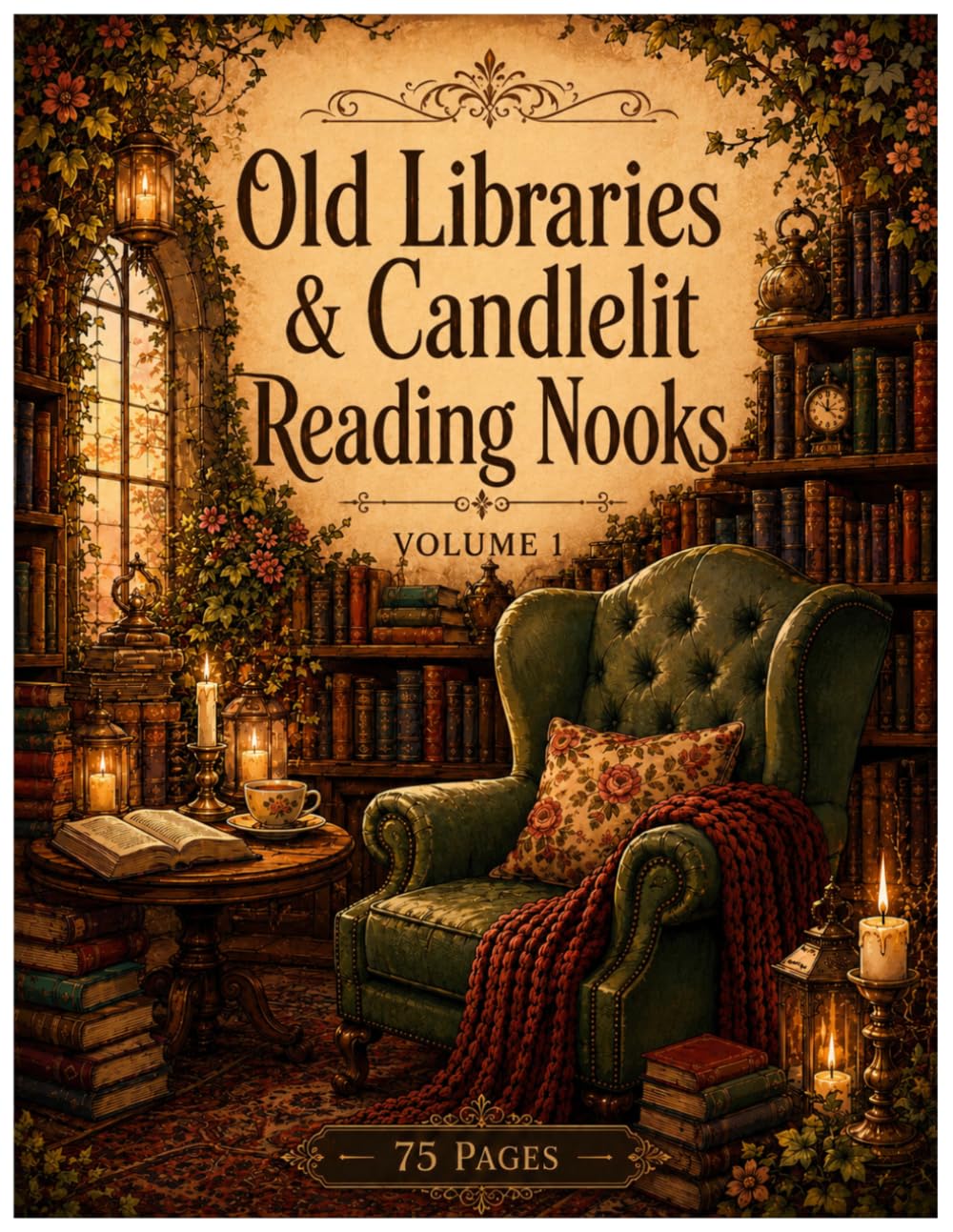 Old Libraries & Candlelit Reading Nooks: An Adult Coloring Book — Dark Academia Dreams, Volume 1 | 75 Designs