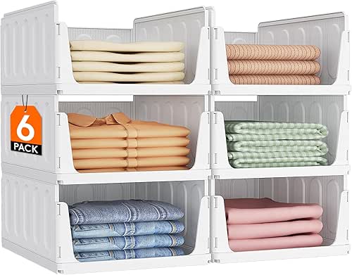 Lifewit Stackable Closet Organizers and Storage Basket for Clothes, Plastic