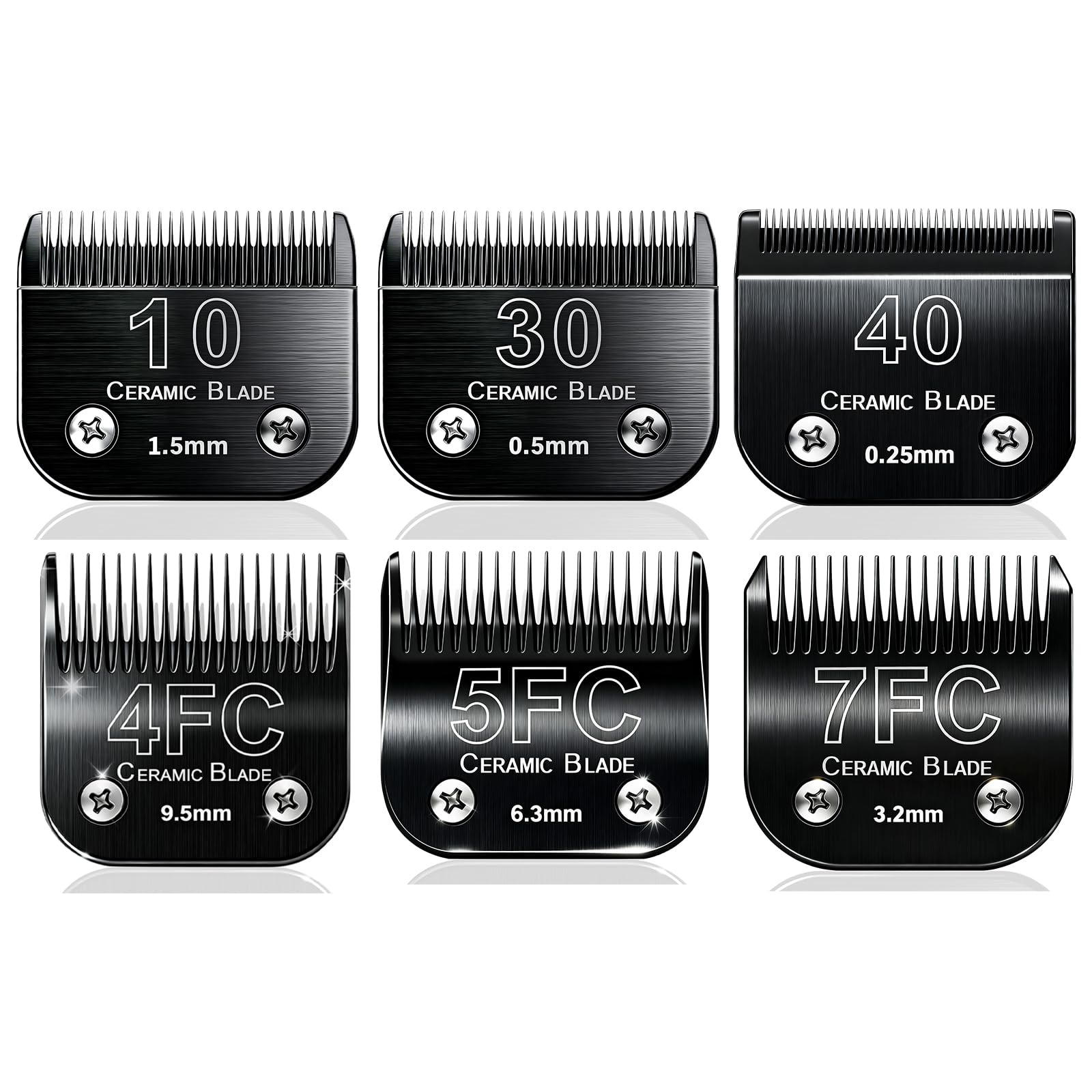 Dog Grooming Replacement Blades Compatible with Andis Clipper,Dog Clipper Blade for Wahl km10 Serise,Oster A5 Clippers,Black (10+30+40+4FC+5FC+7FC)