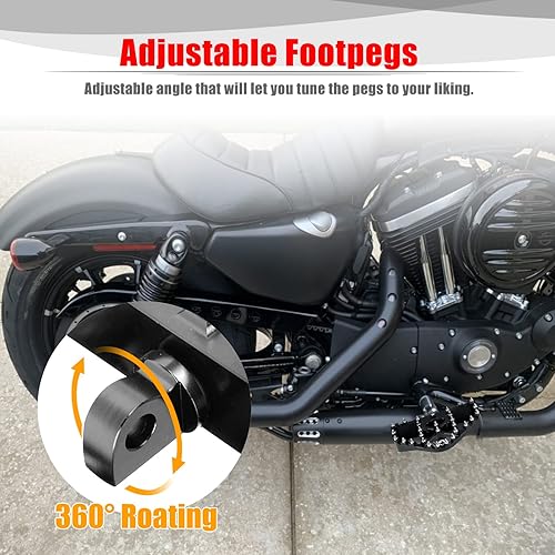 Miniatura 6 de Goldfire Estriberas delanteras y traseras estilo MX para reposapiés Mini Floorboards Highway Pegs Fit para motocicleta Harley Electra Glide Softail