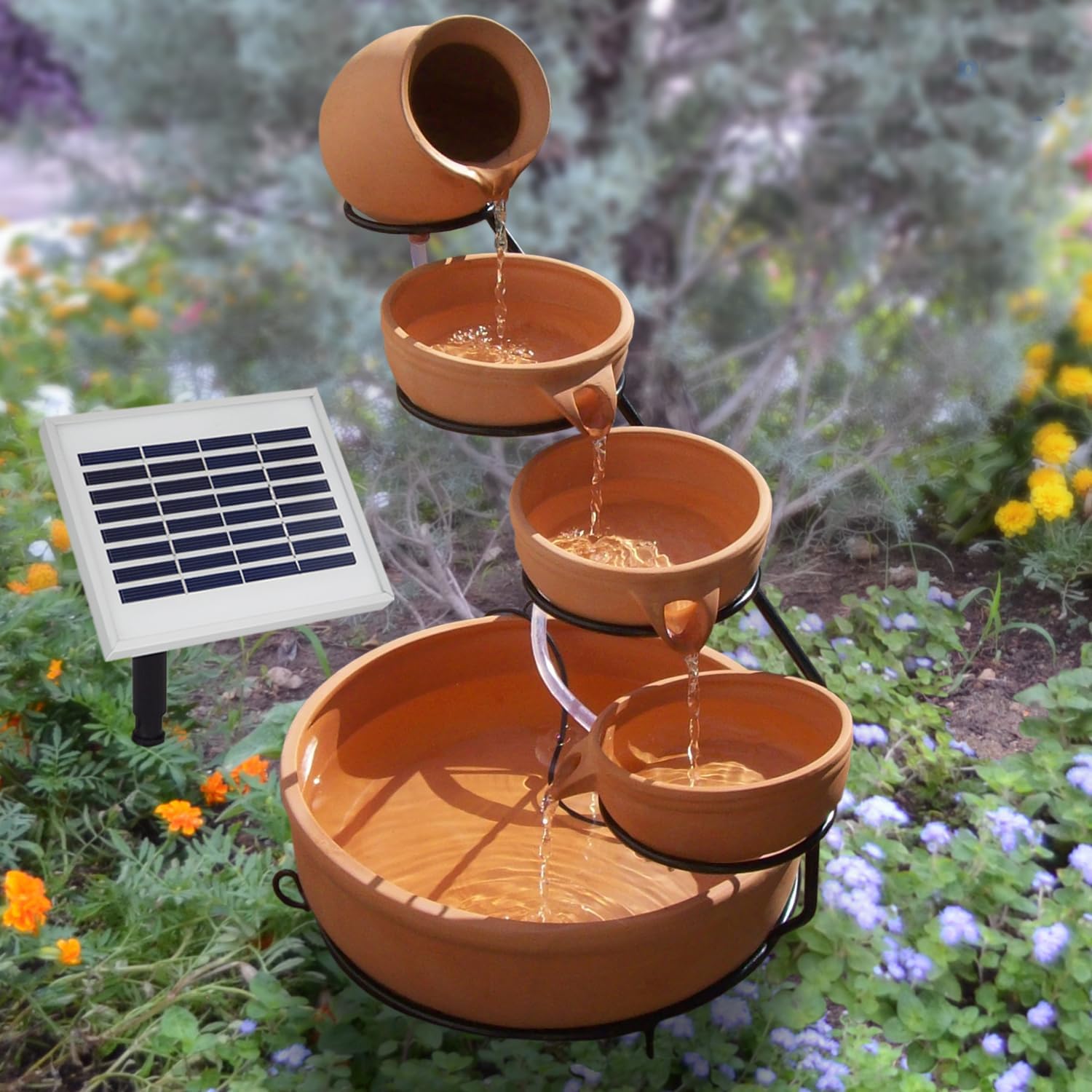 Solar Gartenbrunnen Brunnen Solarbrunnen Zierbrunnen Vogelbad