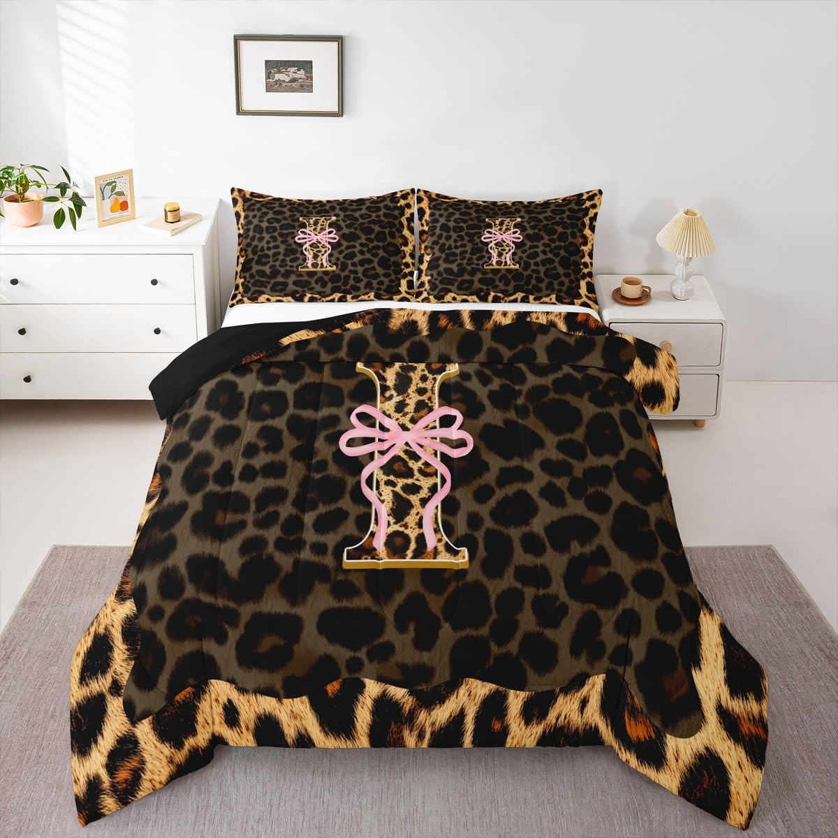 Funda nórdica de leopardo rosa Homewish para decorar habitaciones juveniles con elegancia