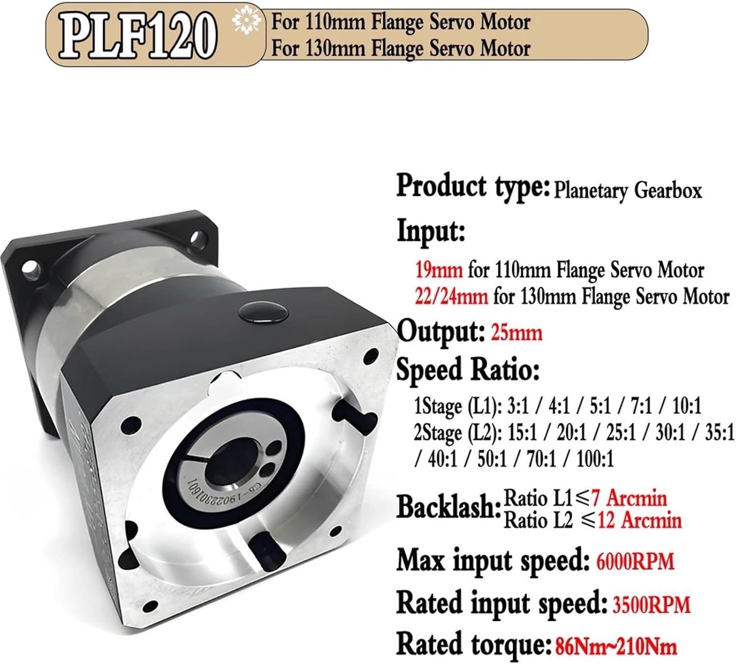 1pca Nema23 Planetary Reducer 6.35/8/14mm input 14mm Output Ratio 5:1 10:1 for 60mm 400W Servo Motor Reducetion Gearbox(PLF060 8mm Input,Ratio 5 to 1)