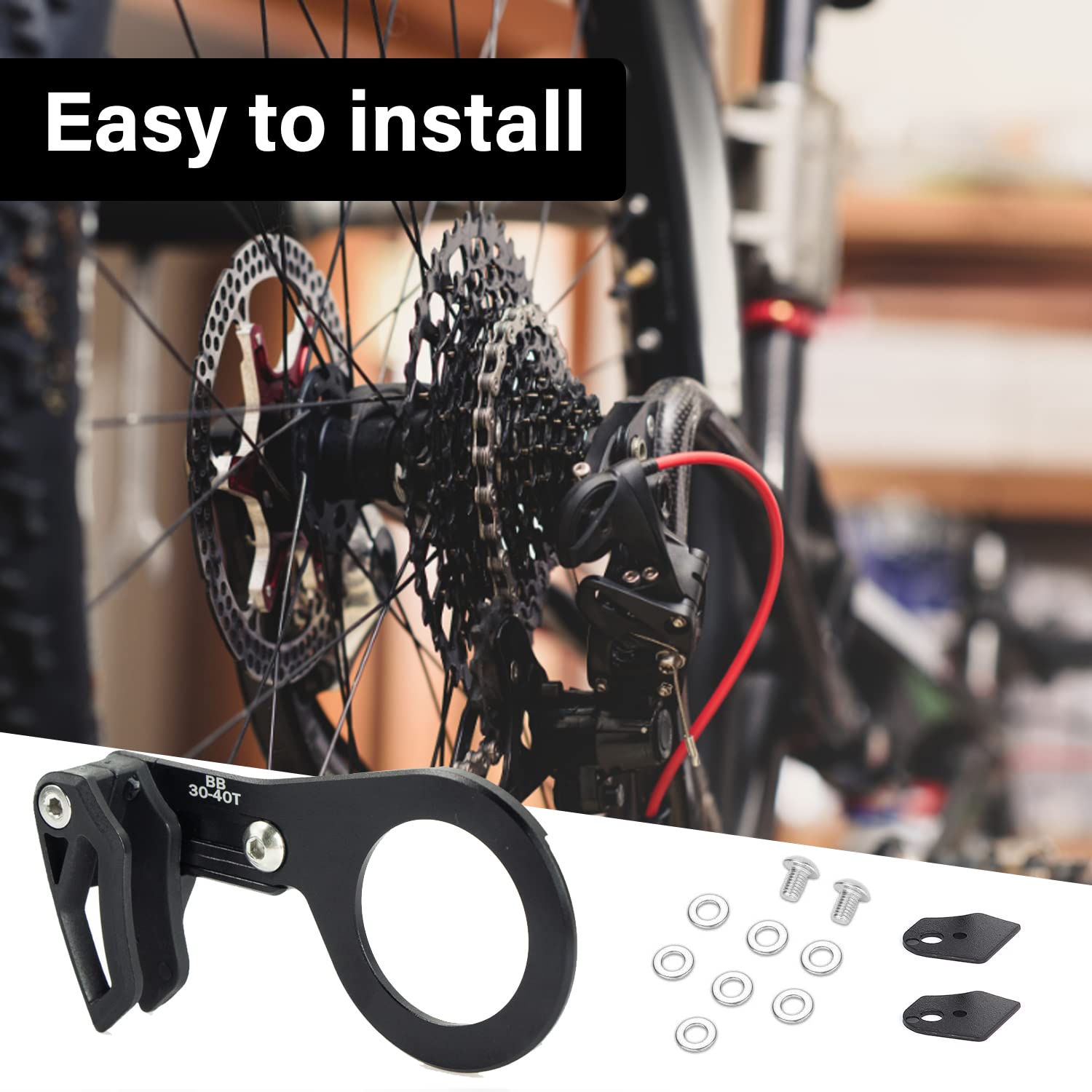 Prowadnica łańcucha rowerowego, do roweru górskiego, metalowa osłona łańcucha – 1 sztuka, lekka osłona łańcucha rowerowego, z jedną szybą, do większości rowerów, rowerów wyścigowych (czarna)