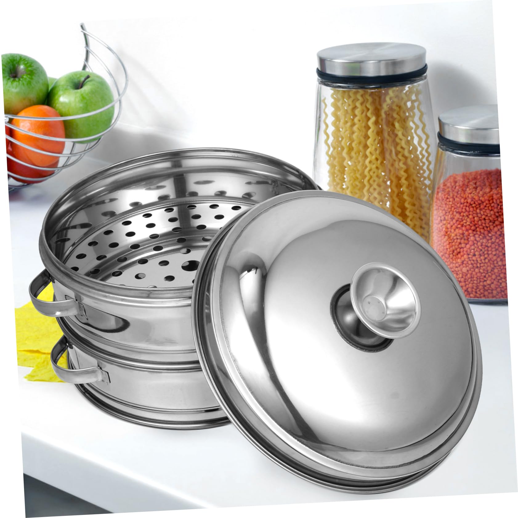 Edelstahl Dampfgareinsatz 1 Satz mit Deckel für Kochen