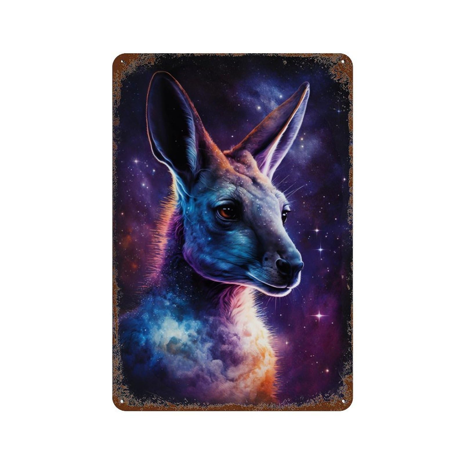 Cosmic Kangaroo Portrait-12 Rust Effect Tin Sign 11.8"x7.9", Rustic Home Decor for Garage, Pub Or Kitchen