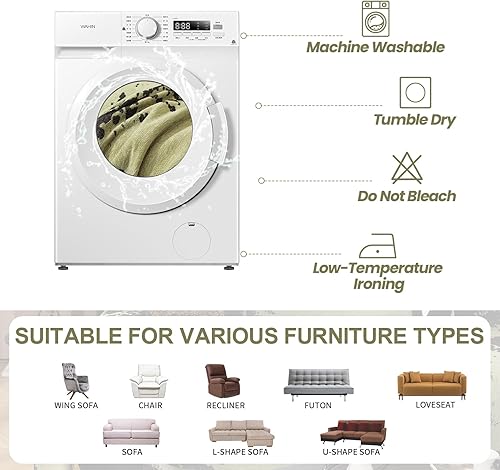 Miniatura 195 de HANDONTIME fundas de sofá beige para sofá, fundas boho de jacquard y corduroy para perros, funda de sofá de felpilla para perros, protector suave