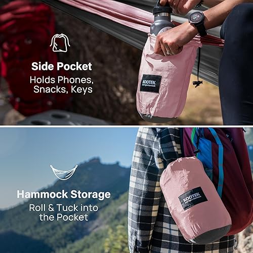 Miniatura 4 de Kootek - Hamaca de campamento doble e individual, hamacas portátiles, accesorios de campamento para exteriores e interiores, mochileros, viajes,