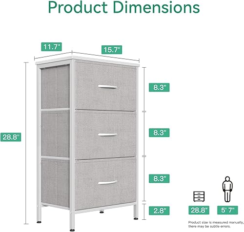 Miniatura 3 de AODK Cómoda para dormitorio, mesita de noche, cómoda, cómoda, mesa auxiliar para sala de estar, armario con 3 cajones de almacenamiento, organizador