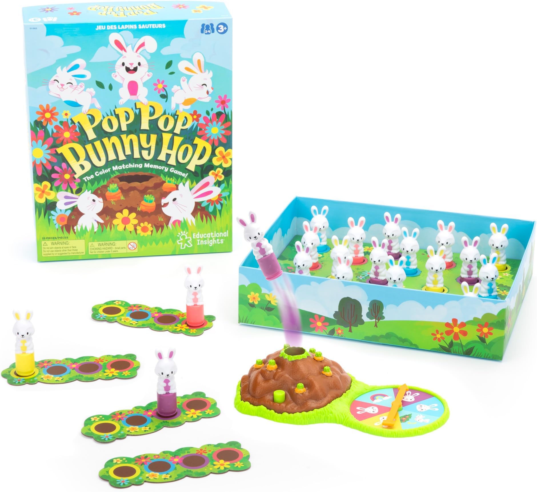 Educational Insights Pop Pop Bunny Hop - Matching Games for Toddlers 3-5, Turn-Taking Kids Games, Preschool Board Game for Kids, Skill-Building Preschool Toys, Kindergarten Color Matching Game