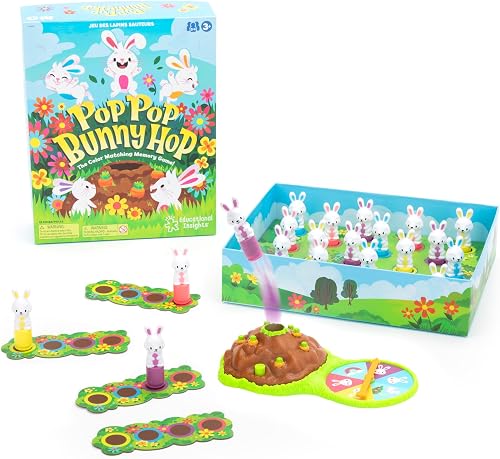 Learning Resources Pop Pop Bunny Hop, Jeu de société, Jeu mémory des Couleurs, J
