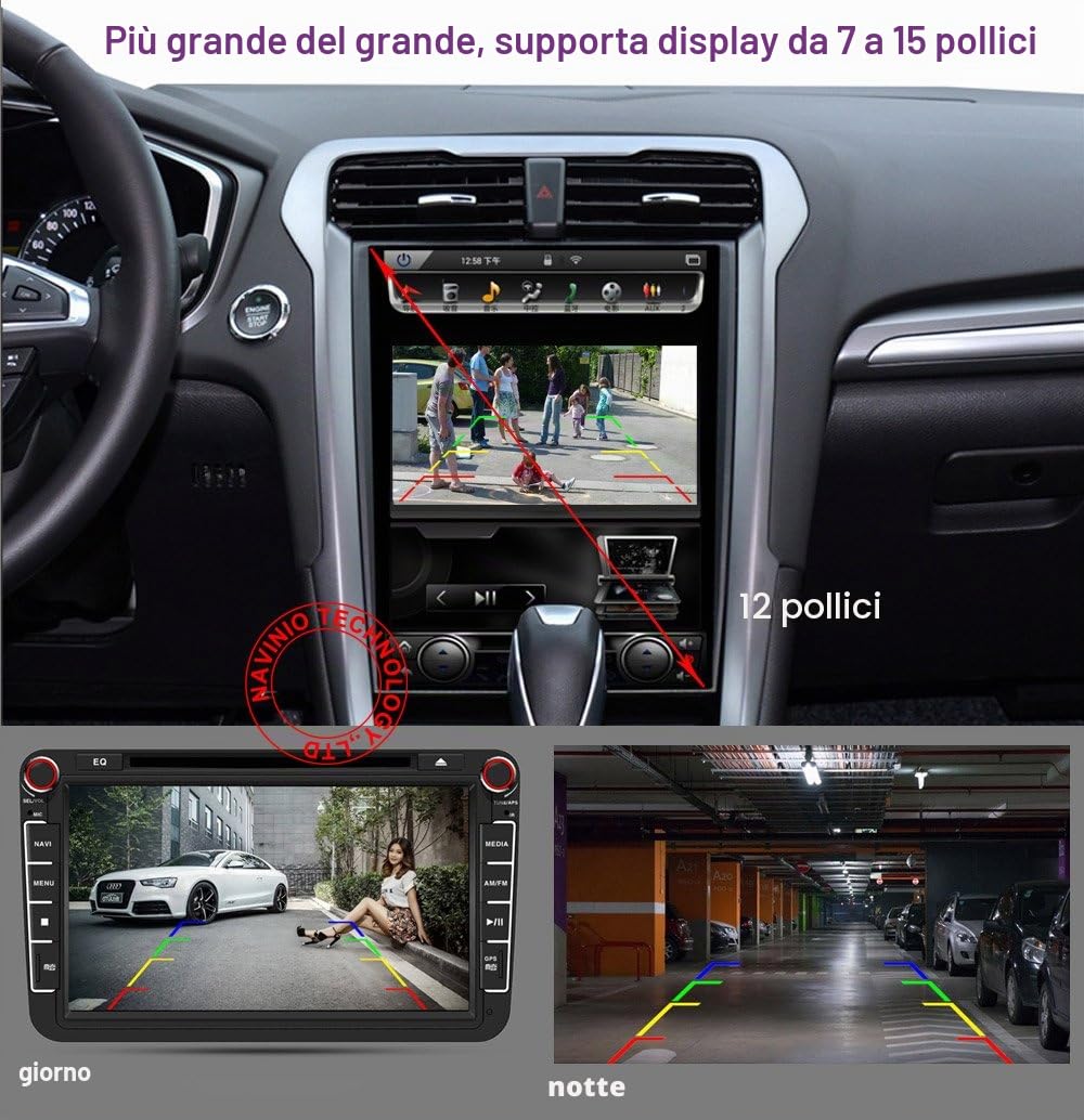 Luce freno HD telecamera posteriore con specchio da 7 pollici touch screen monitor retrovisore, furgone, visione notturna impermeabile, telecamera di ricambio per Ford Transit Custom 2012-2016