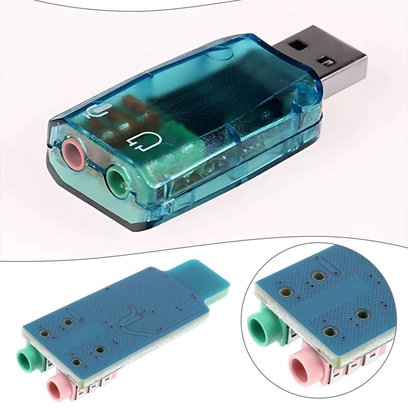 2 Pz CM108 USB Scheda Audio Chip Drive Scheda Audio Gratuita Comoda Scheda Audio Stereo Esterna Crystal Per Computer Portatile 49x19x8mm