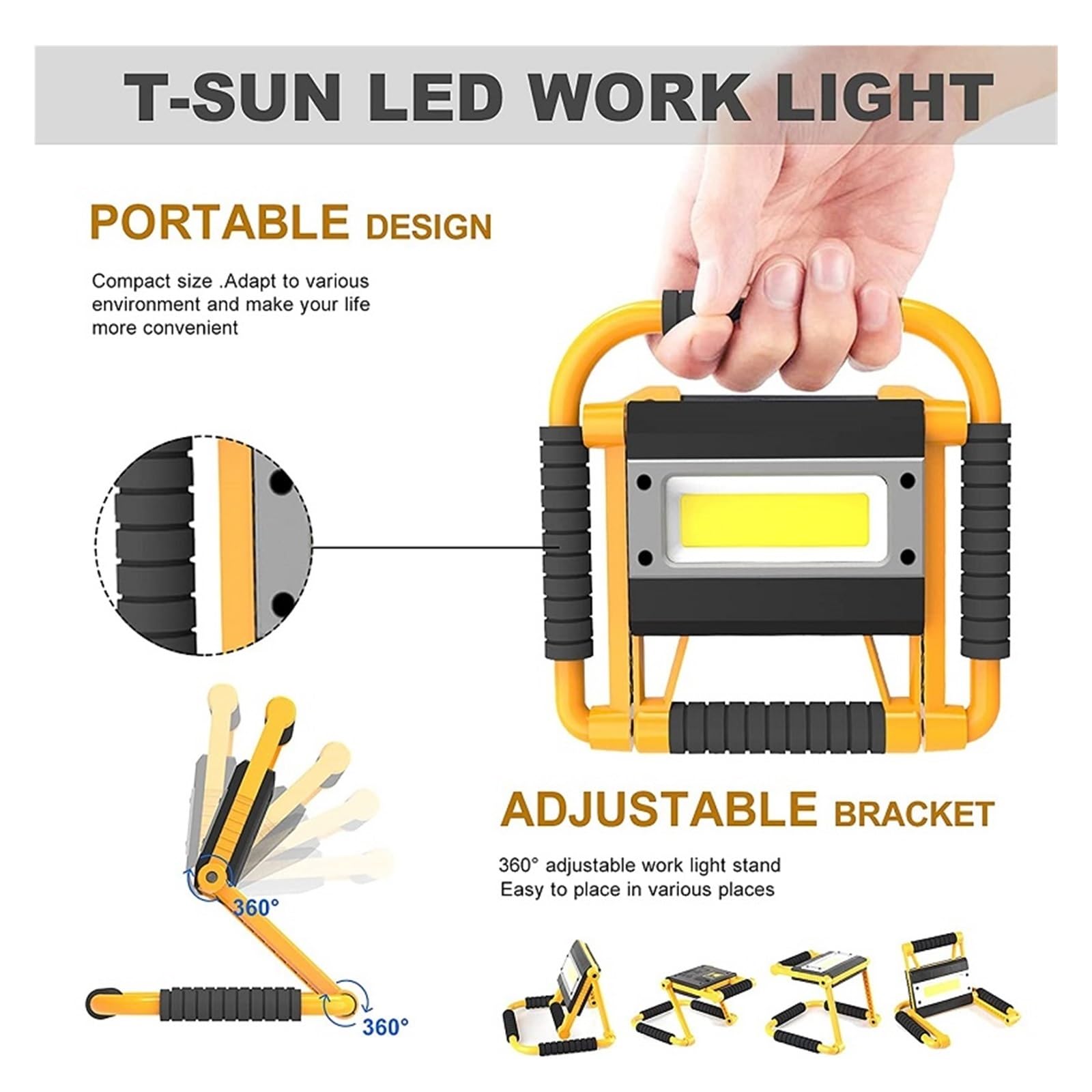 Faretto Da Lavoro A LED Super Luminoso Da 380 W Faretto Pieghevole Ad Alto Lume Faretto Da Campeggio Portatile Lampada Da Lavoro Lampada Da Lavoro Lampada Da Riparazione Automatica(Package A)
